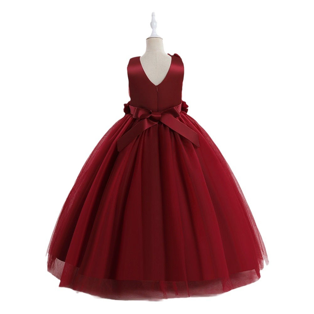 Europeo y americano Amazon nuevas niñas vestido de flores tridimensionales y piso vestido de princesa mullido vestido de cumpleaños vestido de novia