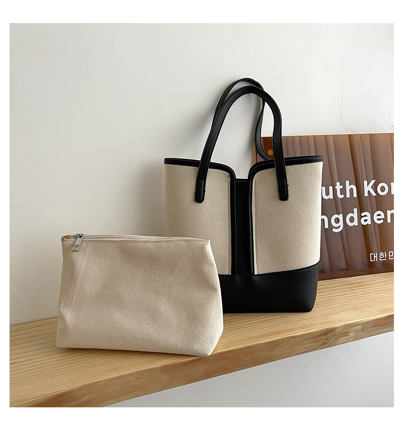Korean Style Simple Stitching Contrast Color One-shoulder Diagonal Tote Bag display picture 17