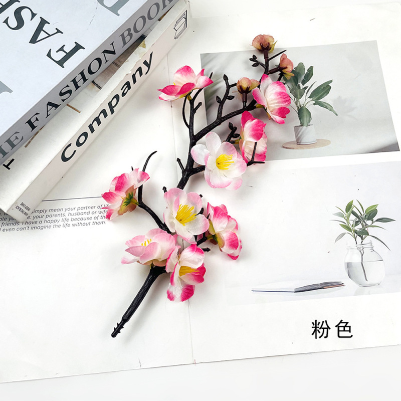 仿真腊梅枝桃花 中式diy祝寿蛋糕寿宴小摆件婚礼堂花艺道具小摆件|undefined