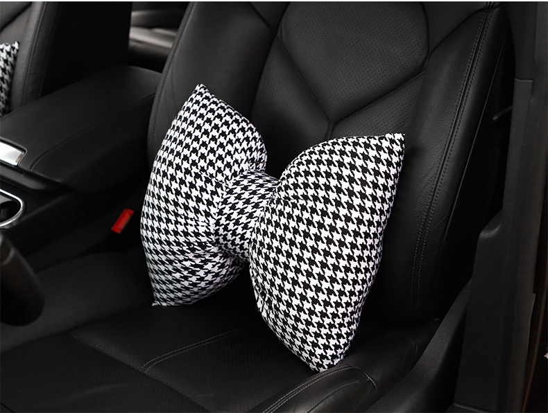 Car Headrest Neck Pillow Fashion Houndstooth Car Headrest Waist Cushion Creative Car Comfortable Neck Pillow Pillow