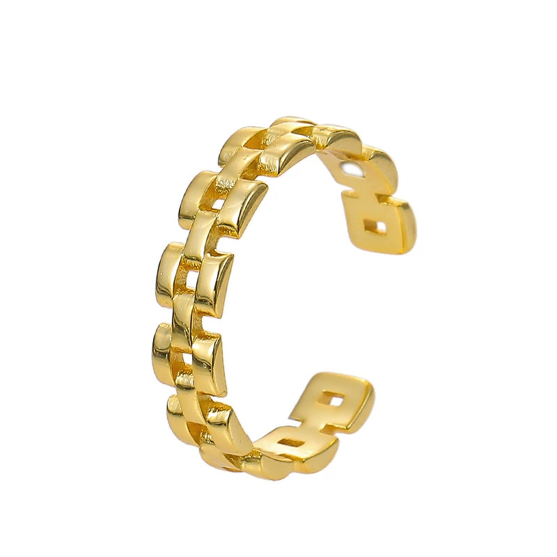 榕树下 One size chain, ring hip-hop style, silver 925 sample, on index finger