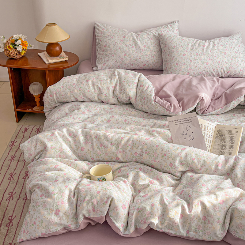 Todo el algodón otoño invierno doble hilo espesado cuatro piezas Xinjiang colcha de algodón de lana larga una cama de algodón puro cuatro piezas
