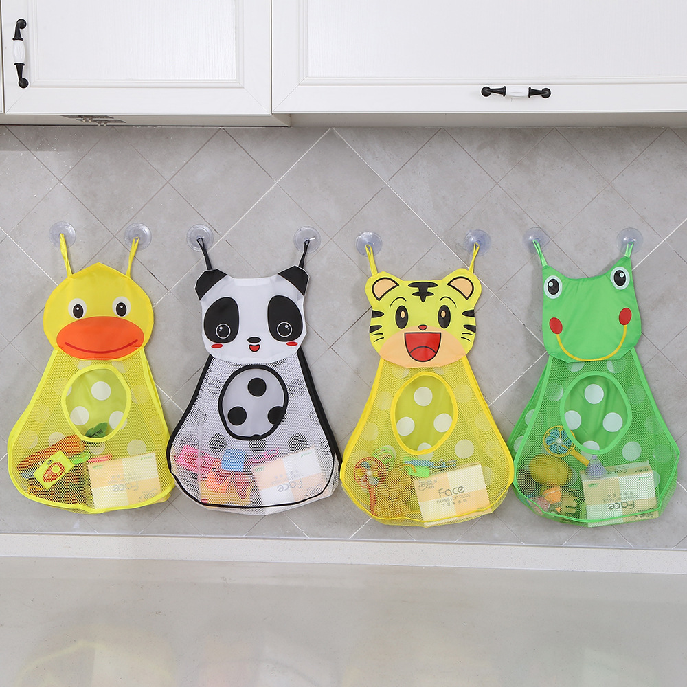 Cartoon animal bathroom bedroom suction cup storage bag waterproof net bag sundries hanging bag bath toy net bag wholesale