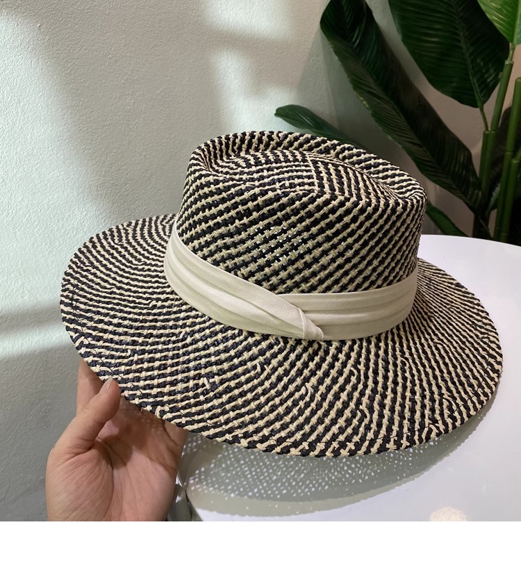 Summer Beach Straw Hat For Women Flat Top Sun Protection Hat Beach Bucket Hat Vacation Woven Sun Hat Luxury Style - Thumbnail 7