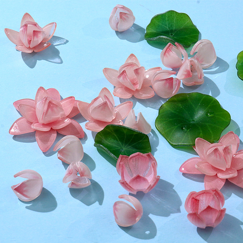 Lotus lotus leaf Heat Shrinkable piece night light flower DIY jewelry accessories hairpin headdress hair accessories handmade material wholesale
