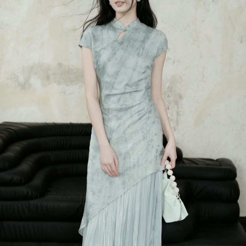 National Style New Chinese Tencel Dye Jacquard Cheongsam dress Women's Summer Elegant New All-match Skirt National Style New Chinese Tencel Dye Jacquard Cheongsam dress Women's Summer Elegant New All-match Skirt