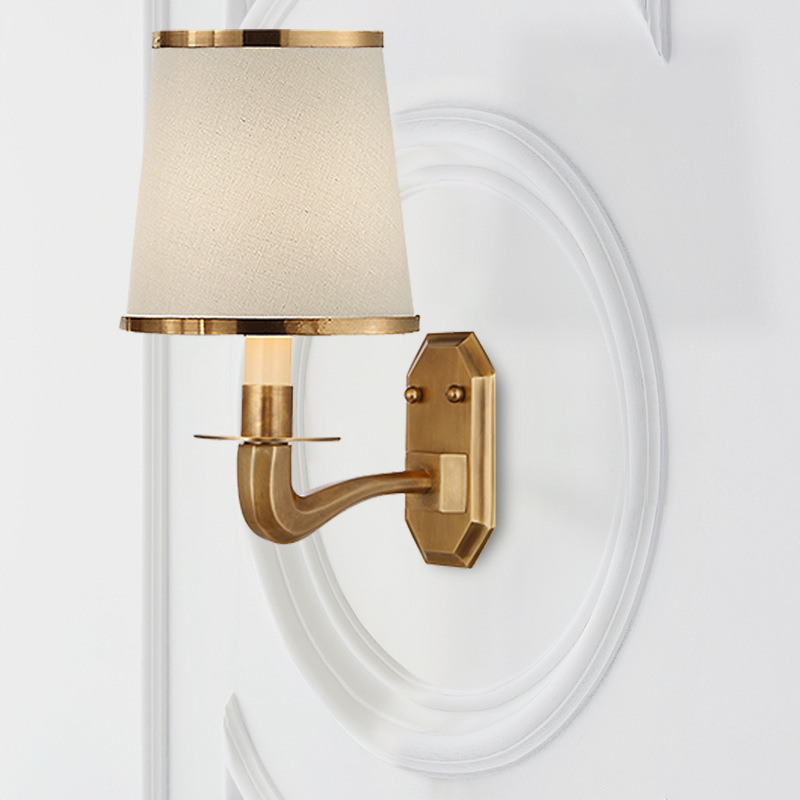 美式全铜浴室镜前壁灯现代个性简约铜包边灯罩客厅卧室餐厅墙壁灯