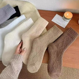 Autumn and winter plush socks children's thickened winter socks heating warm ladies stockings terry solid color moon socks