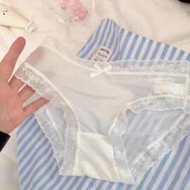 看得见的清凉感~软糯蕾丝花边纯色裸感冰丝女生内裤女薄款小仙女