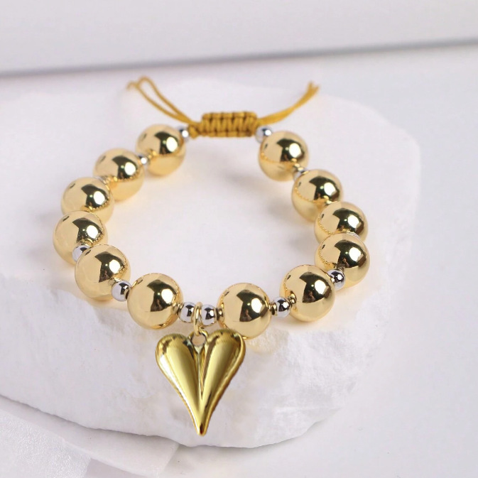 CCB Material Heart Shape, Eye Pattern IG Style Heart Shape Eye CCB Beaded Chain Beaded Bracelets Wholesale