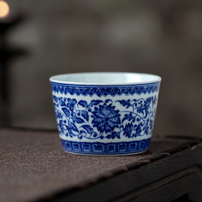 Minggong tangzhilian Master Cup Jingdezhen 세라믹 꽃 냄비 컵 쿵푸 차 세트 싱글 컵 작은 차 그릇 전용 차 컵