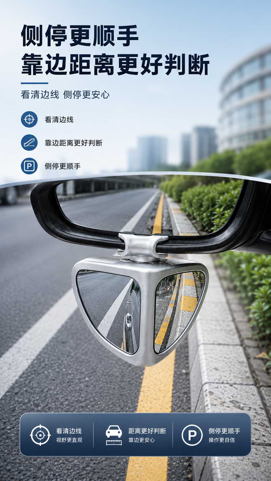 Car Front and Rear Blind Spot Mirrors, 360-Degree Front View Mirrors, Small Round Mirrors, Multifunctional Blind Spot Reversing Aid