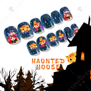 Children's Wearing Nail Piece Halloween 24 Pieces Wearable Nail Piece Children's Fake Nail Patch Nail Piece Finished Nail Piece