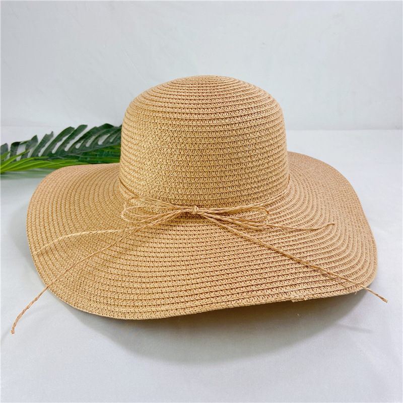 Sombrero De Ala Grande Simple Sombrero De Paja Protector Solar De Verano Para Mujer Sombrero De Playa display picture 2