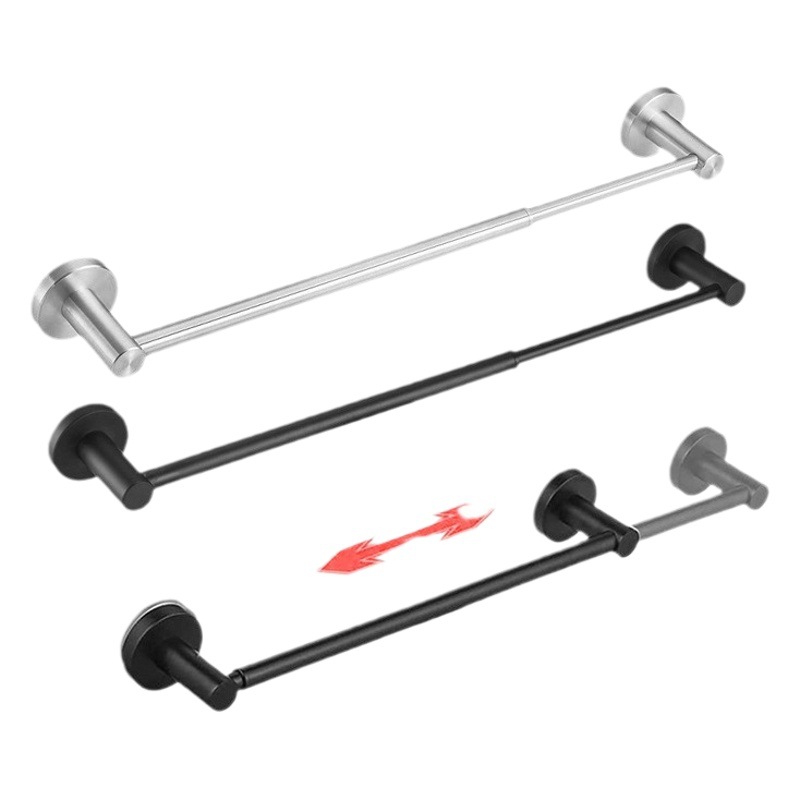 Cross-Border Stainless Steel Retractable Towel Rack Kitchen Bathroom Toilet Towel Bar Adjustable Wall-Mounted Towel Rack