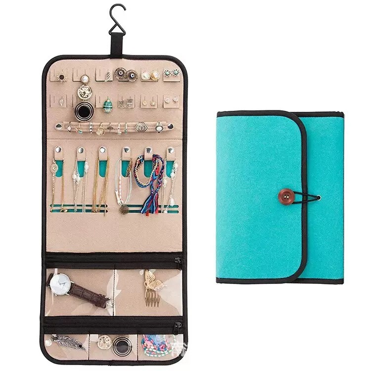 New Felt Storage Hanging Bag for Earrings, Necklaces, Rings, Wall-Mounted Jewelry Organizer, Travel Dust-Proof Storage Bag