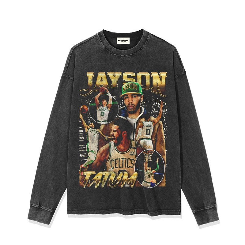 Clarkson Curry Bryant Irving James tres golos Harden estrella americana impresa retro lavado en agua mangas largas