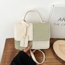 韩版撞色手提小包包女夏季新款时尚复古小方包质感休闲通勤单肩包