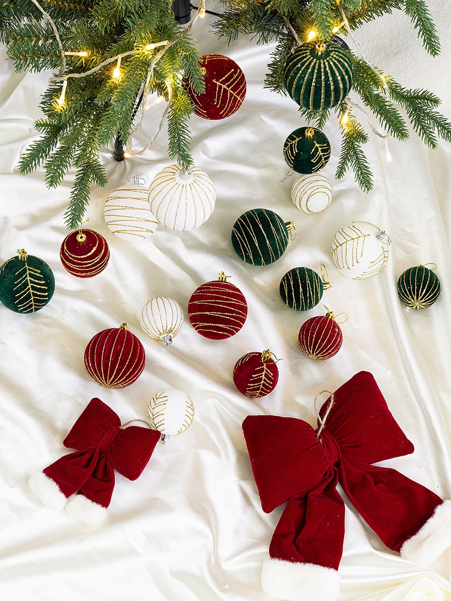 Seawatch flocked Christmas ball burgundy velvet bow Christmas…