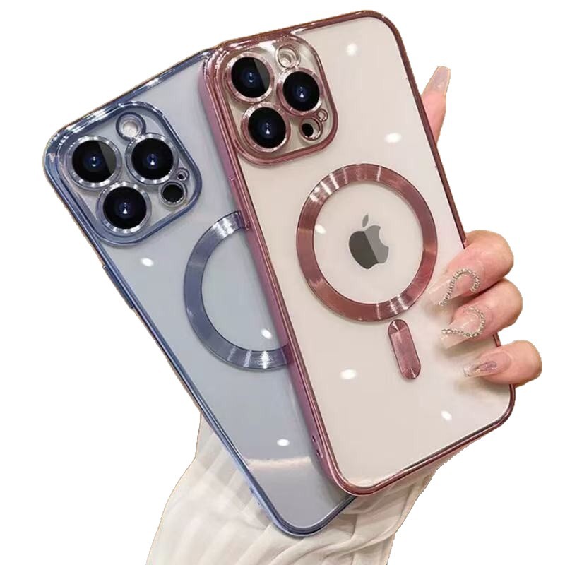 Aplicable para iPhone 17 Pro caso de teléfono magnético chapado con película de lente propia Apple 16 cubierta protectora integral. Anti-slip
