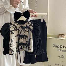 女童秋装套装2023新款轻复古新中式中国风春秋款儿童两件套秋季潮
