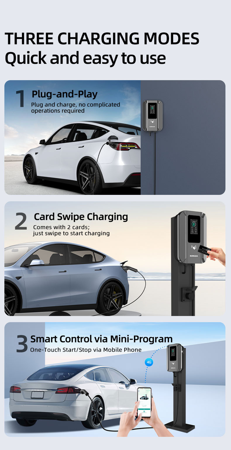 New energy home AC slow charging wall-mounted column-type charging station 7KW/11KW/22KW European standard Type2 cross-border