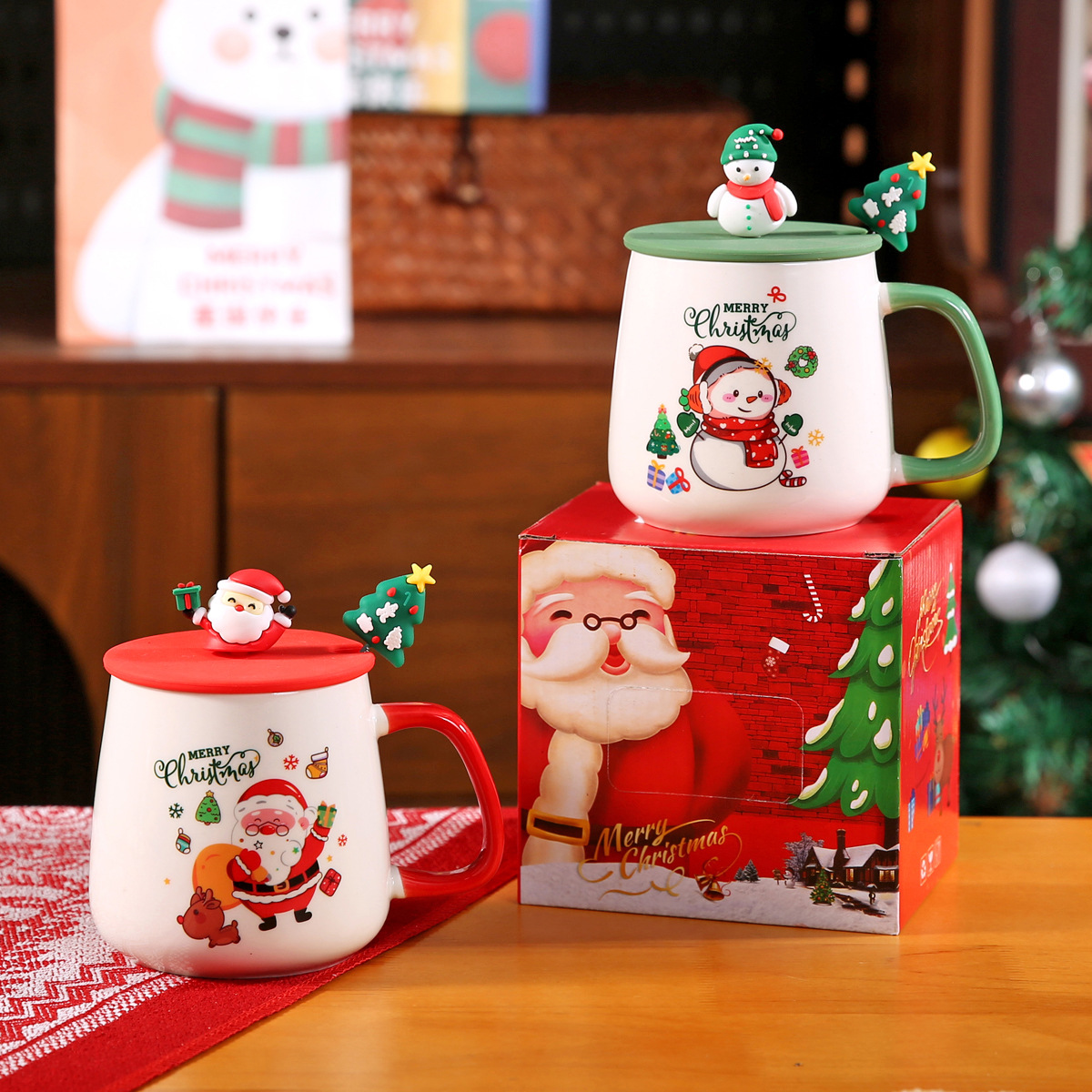 Taza de Navidad transfronteriza de Santa Claus Taza de cerámica creativa Regalo de evento de Navidad Regalo de Navidad Taza de agua Regalo de mano