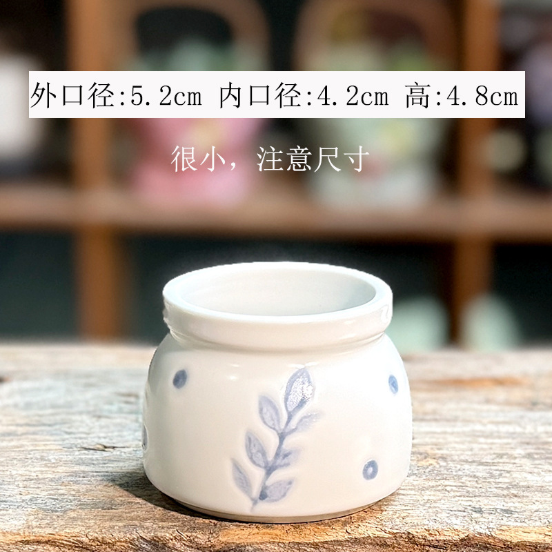 新款韩式手绘多肉拇指盆创意陶瓷家用室内粗陶简约多肉个性清新|undefined