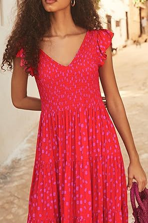 Women's Regular Dress Simple Style V Neck Printing Backless Half Sleeve Solid Color Midi Dress Daily display picture 18