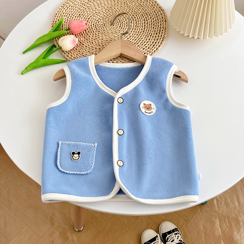 Suéter infantil, chaleco cardigan, 2024 nuevo vestido de otoño para niños y niñas, dibujos animados, explosión exterior con chaleco de orelín