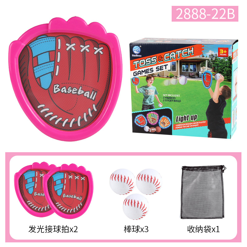 2888 - 22B / 2 luces rosa blanco de mano (3 pelotas de béisbol) 449G