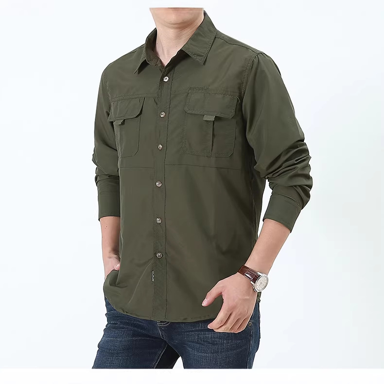 Factory direct summer new men's quick-drying short-sleeved shirt men's large size loose shirt work top 102