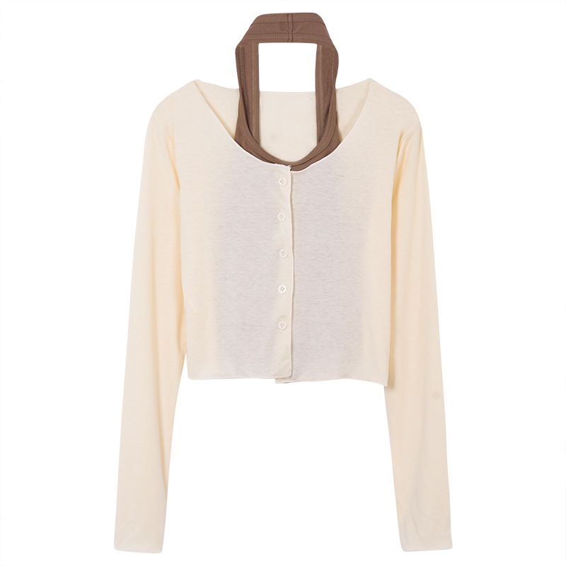 Puro desiderio di divertirsi, indossa questo set con un design sese. T-shirt a due pezzi con maniche log e top a canotta per_voghion.com