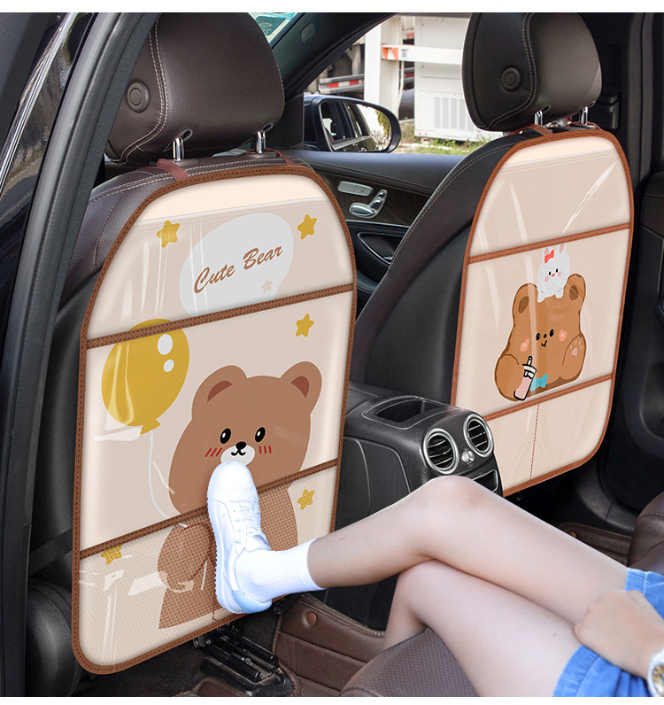 Car seat back anti-kick pad cartoon cute rear storage children's rear seat back dirty-resistant protective cover anti-wear pad