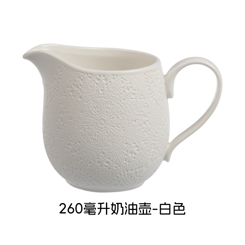 Relieve suave y fácil de limpiar estilo nórdico minimalista elegante romántico encaje cubiertos de cerámica set