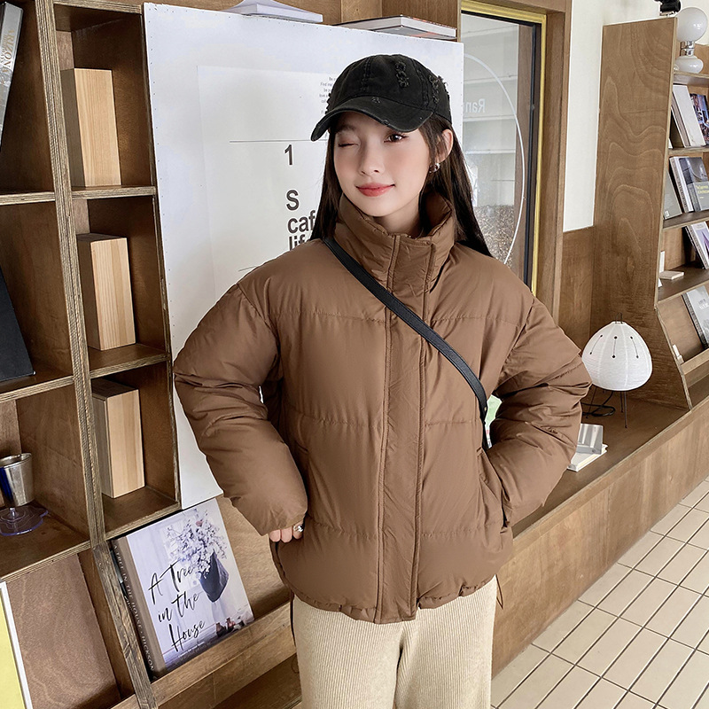 Katoenen jack dames korte 2023 winter nieuwe stijl kleine staande kraag donsjack verdikte katoenen damesjack_voghion.com