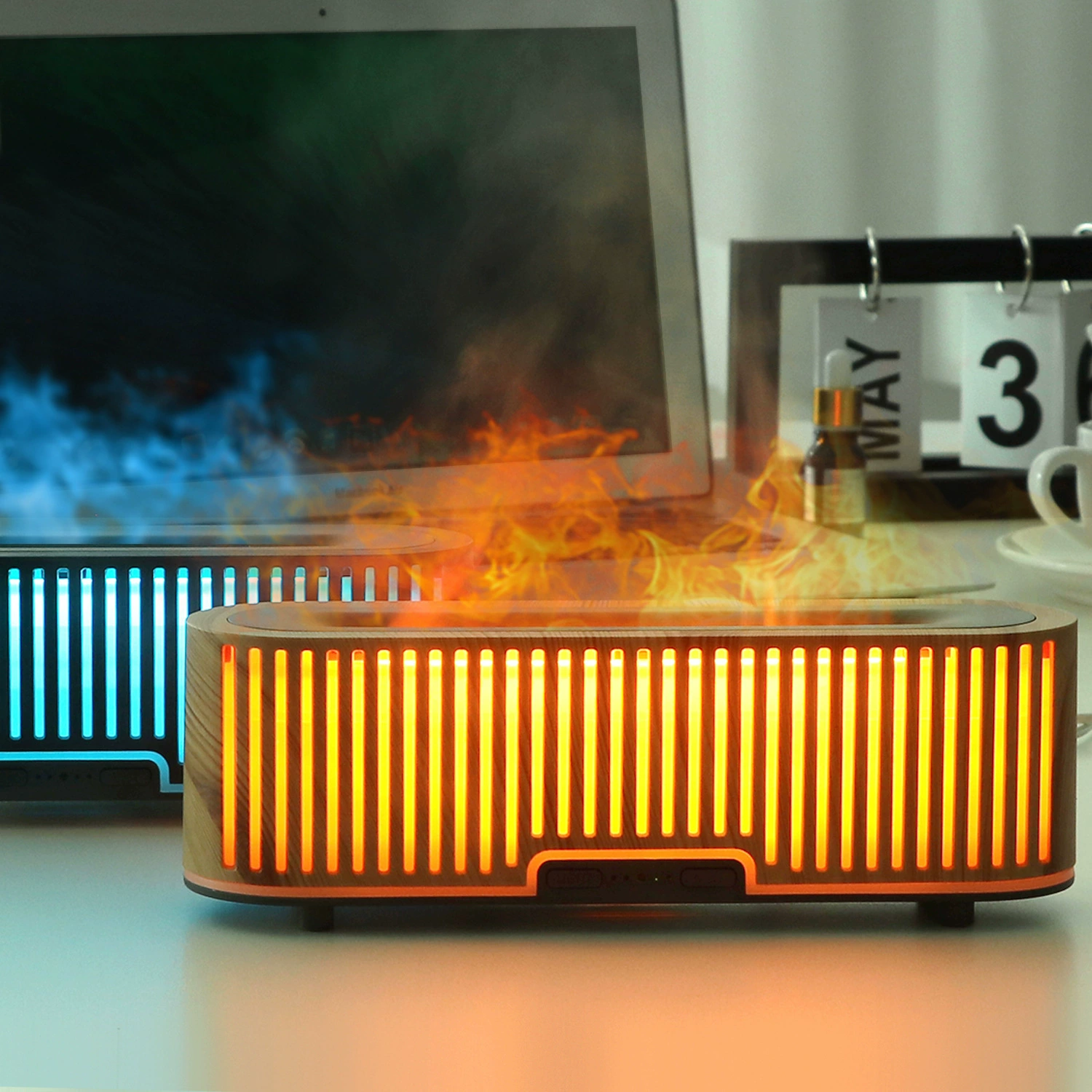 Длинный полый красочный пламя ароматерапия сетка вертикальный увлажнитель домашнего тумана светильник для спальни увлажнитель