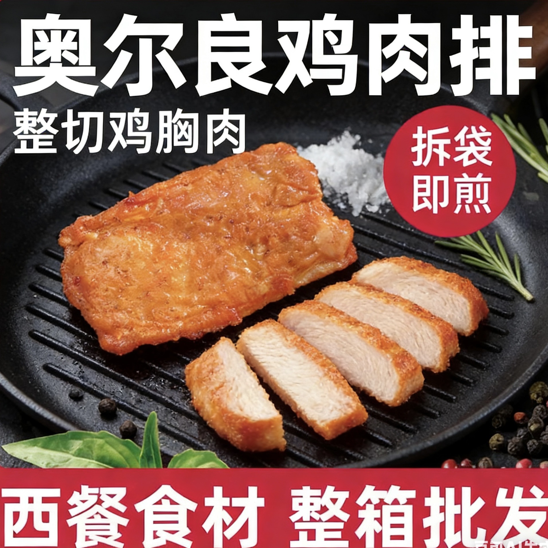 腌制肉排奥尔良鸡肉排95g*100片半成品整箱批发汉堡店商用鸡排
