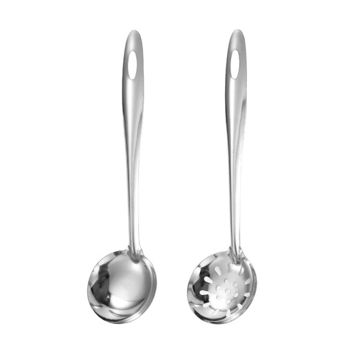Wholesale stainless steel hot pot tableware soup spoon slotted spoon long handle household divided spoon public large soup spoon with hanging handle