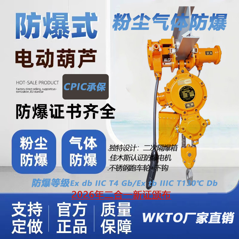 防爆环链电动葫芦IIC粉尘气体矿用喷漆化工380V1吨2吨3吨5吨葫芦