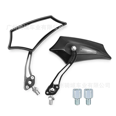 Wholesale Supply of New Motorcycle Reflectors, Electric Vehicle Rearview Mirrors, Ghost Fire Style Motorcycle Rearview Mirrors (Motorcycle rearview mirror) - black-10mm-left-and-right-pair