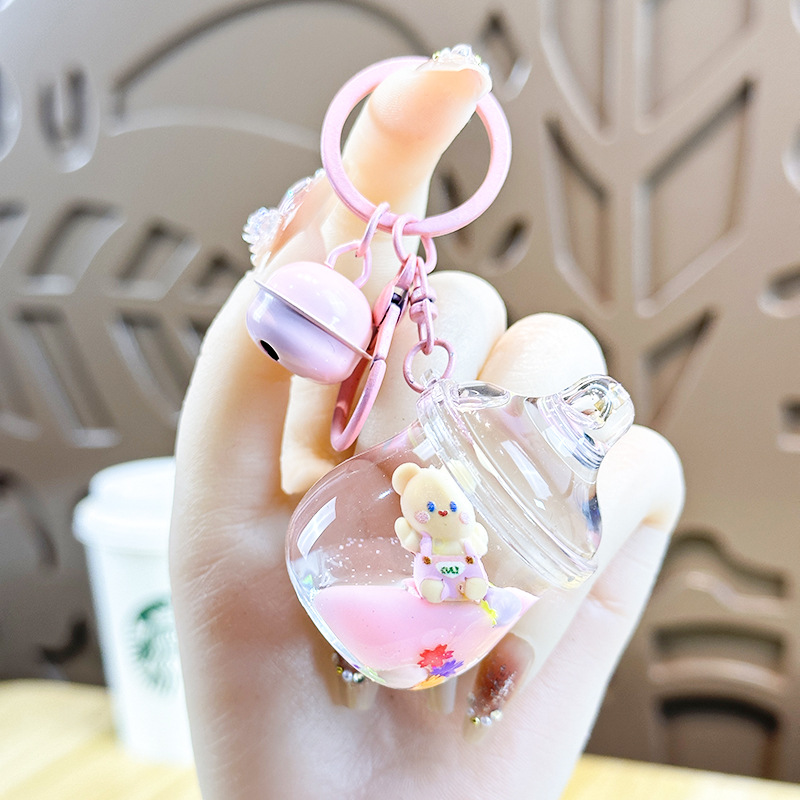 Cartoon Dream Bear Girl Keychain leche rosa muñeca adorable bolso de pareja colgante pequeño regalo al por mayor