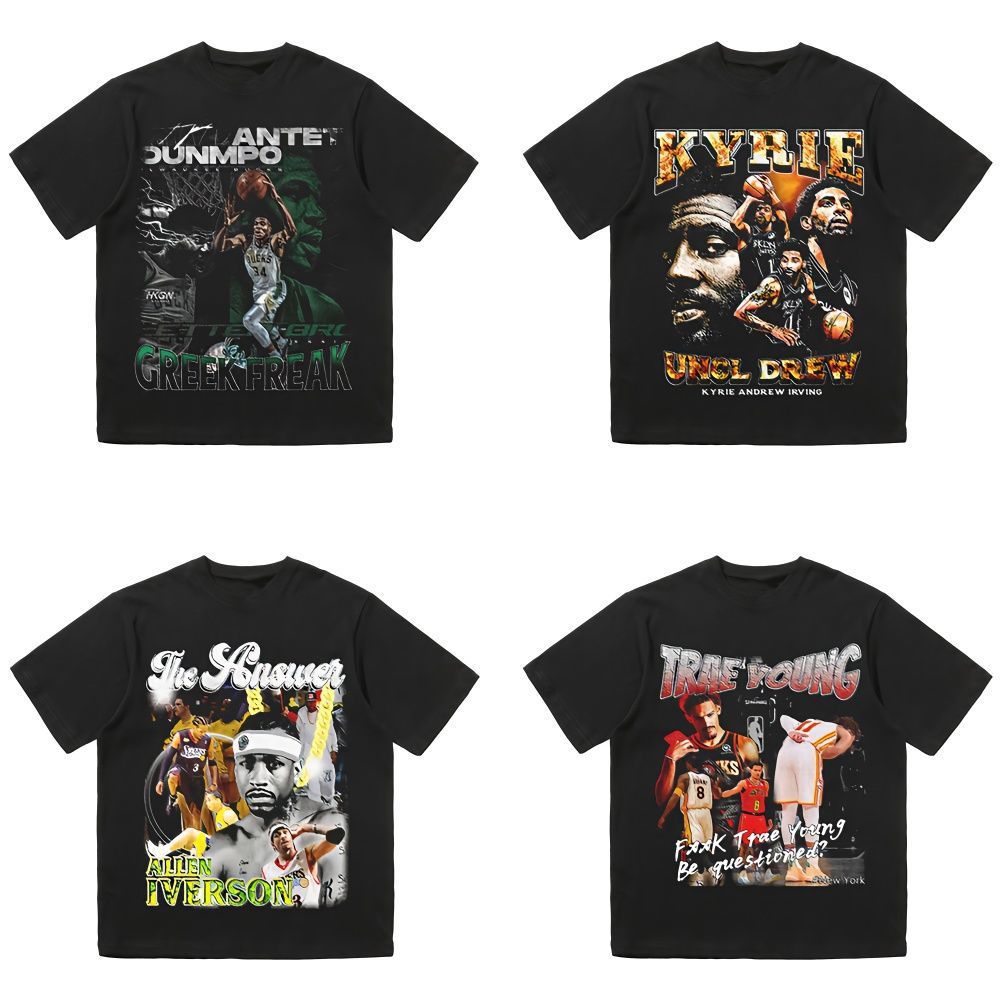 NBA star short -sleeved American retro T -shirt men Curv Modmand…