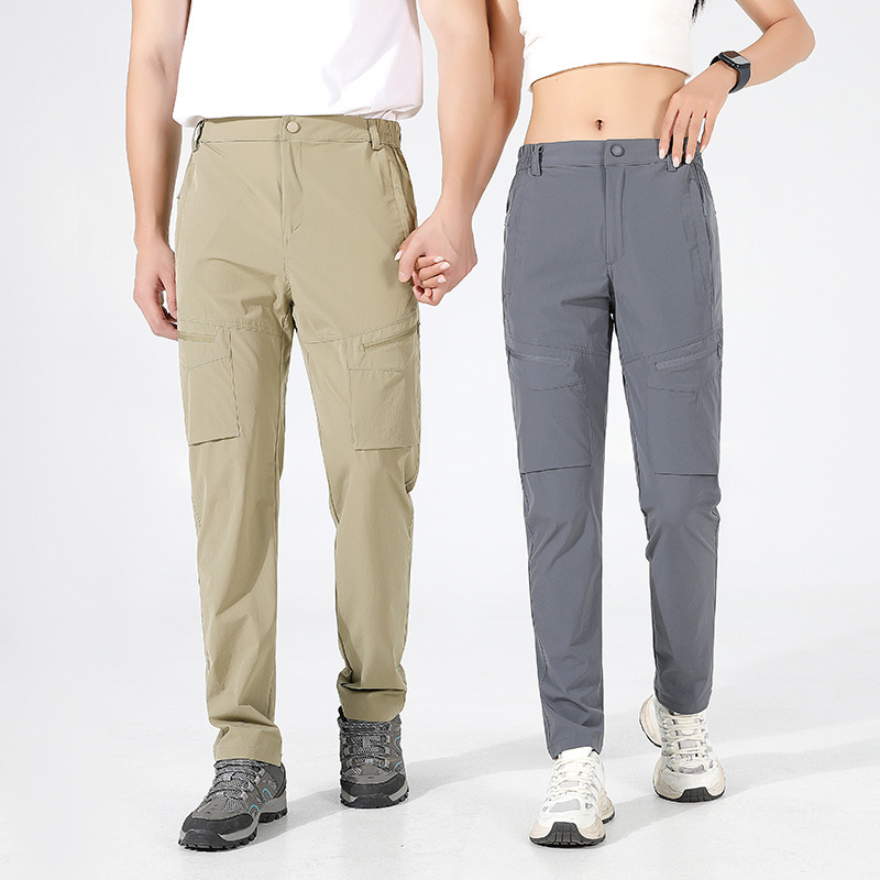 Outdoor Quick-Dry Pants Summer Hiking Pants Couple's Loose Breathable Waterproof Sports Casual Mountaineering Pants Straight-Leg Elastic