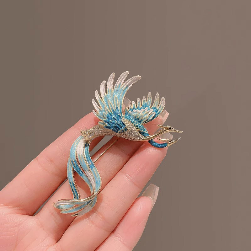 Chinese style exquisite high-end brooch women's vintage enamel Phoenix corsage high-grade luxury temperament suit pin accessories
