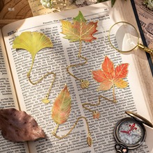树叶金属书签创意复古银杏树叶书签吊坠毕业落叶文创书签夹页批发