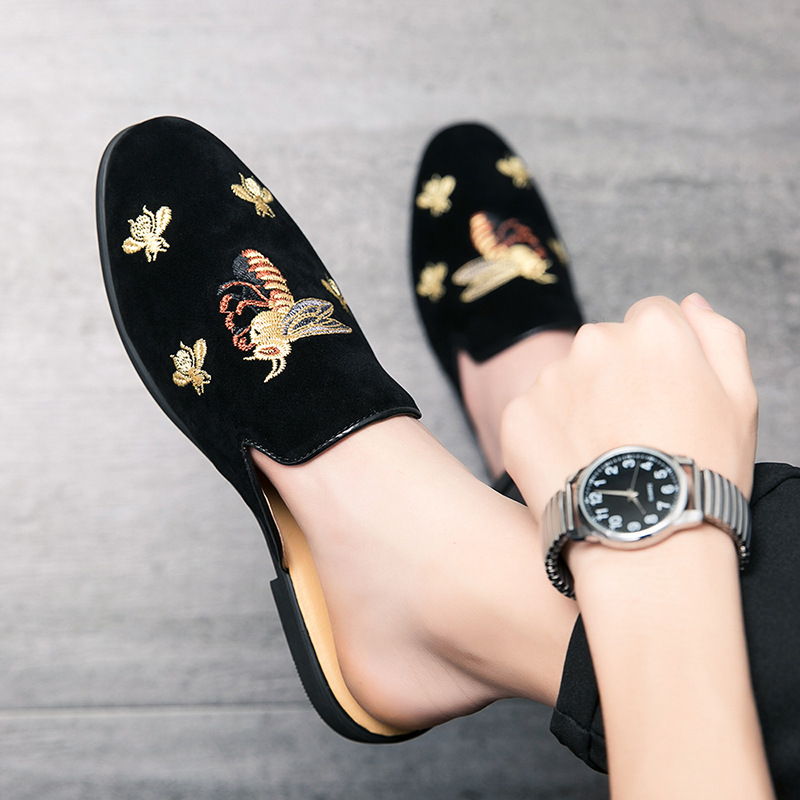 Cross Border Men S Slippers Lazy Scalloped Korean Style Fashion Half Braced Shoes Without Heels_voghion.com