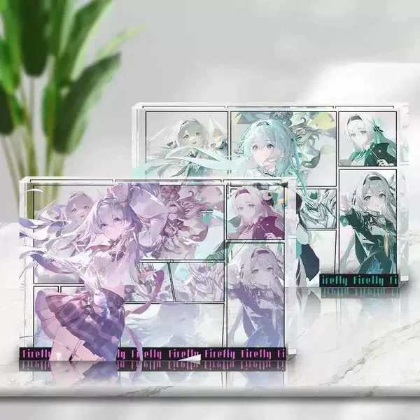 Customized acrylic anime square tiles, transparent crystal blocks with UV printing of two-dimensional cartoon patterns, photo commemorative tiles