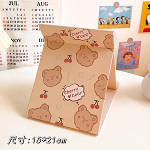 Qiaohui lindo espejo plegable de escritorio espejo vertical de un solo lado dormitorio de estudiantes espejo de maquillaje de escritorio de dibujos animados espejo de maquillaje portátil