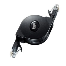 SANWA SUPPLY 山业6类网线 伸缩卷线收纳便携KB-MK19BK 黑色1.5米